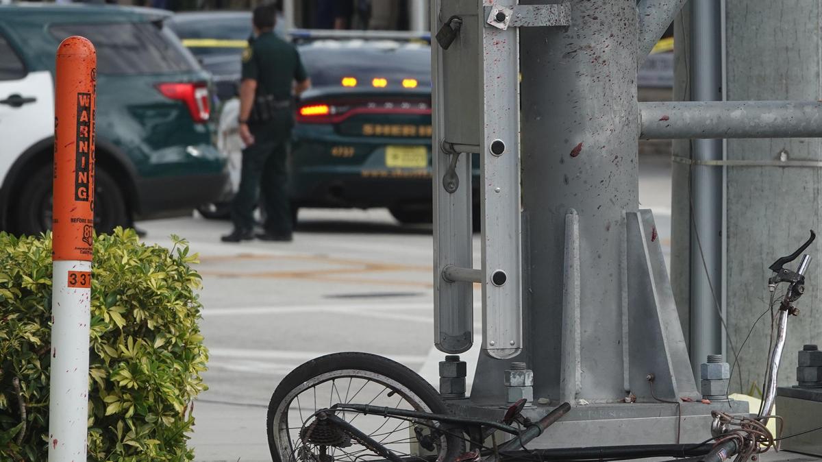 Broward Sheriff’s Office Deputies work the scene of a Brightline Train versus bicycle fatality accident on NE 38th St. and Dixe Highway, Wednesday, Jan 23, 2019, in Oakland Park.