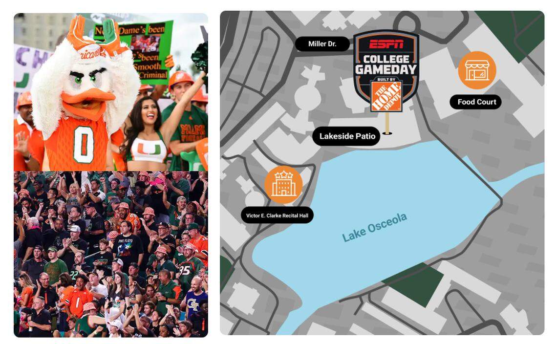 College GameDay on Saturday, Sept. 20, will take place on the Lakeside Patio on the University of Miami campus.