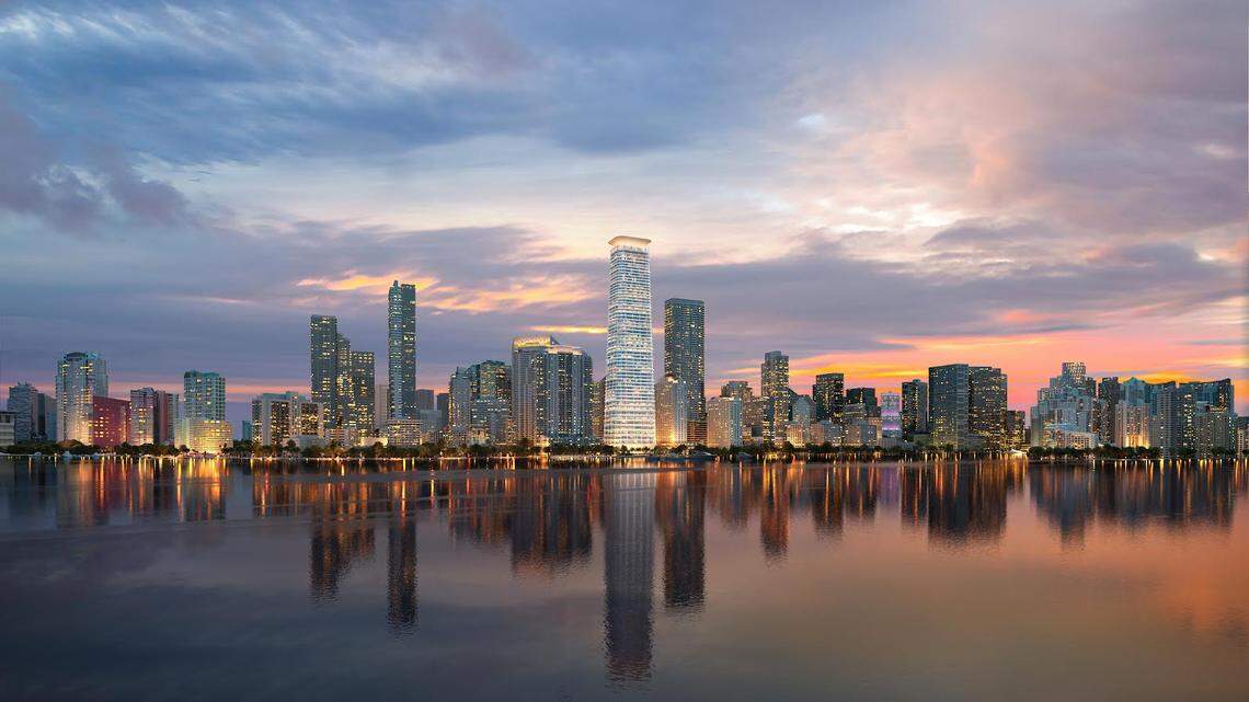 A rendering of the proposed 54-story tower in Brickell that will be headquarters of hedge fund Citadel. 