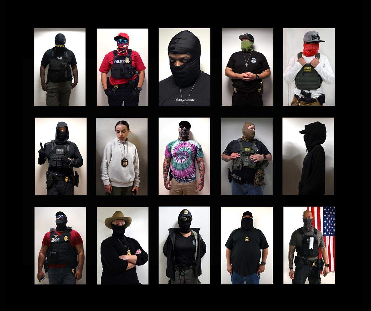 The masked ICE agents and federal officers detaining migrants after court hearings at the Jacob K. Javits Federal Building in New York amid a mass deportation effort from June-December 2025, under President Trump’s immigration crackdown. Photos are not posed. 