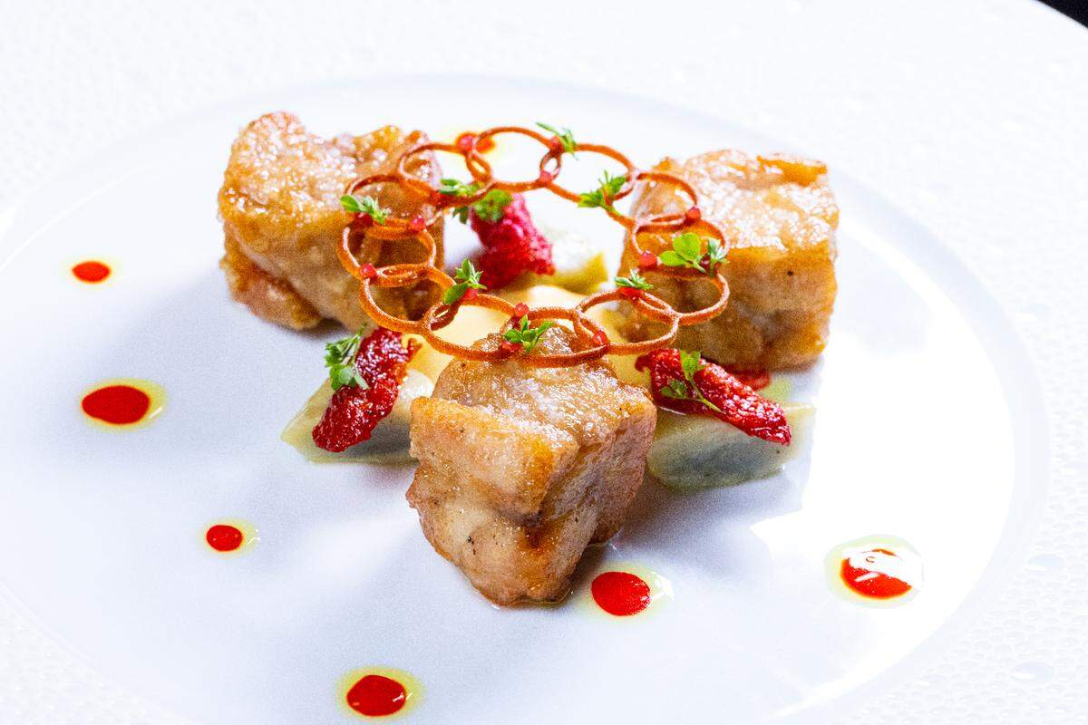 Veal sweetbreads, part of the Evolution tasting menu at L’Atelier de Joël Robuchon in Miami.