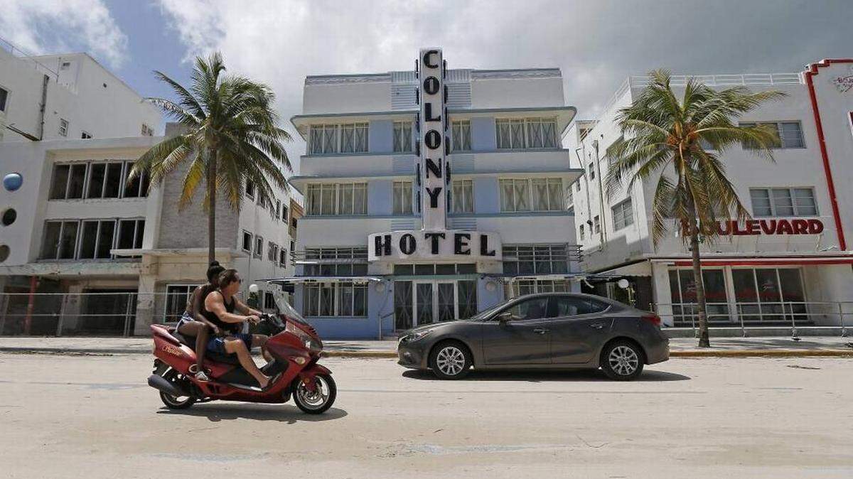Sand filled the street in front of the Colony Hotel in Miami Beach after the passage of Hurricane Irma.
