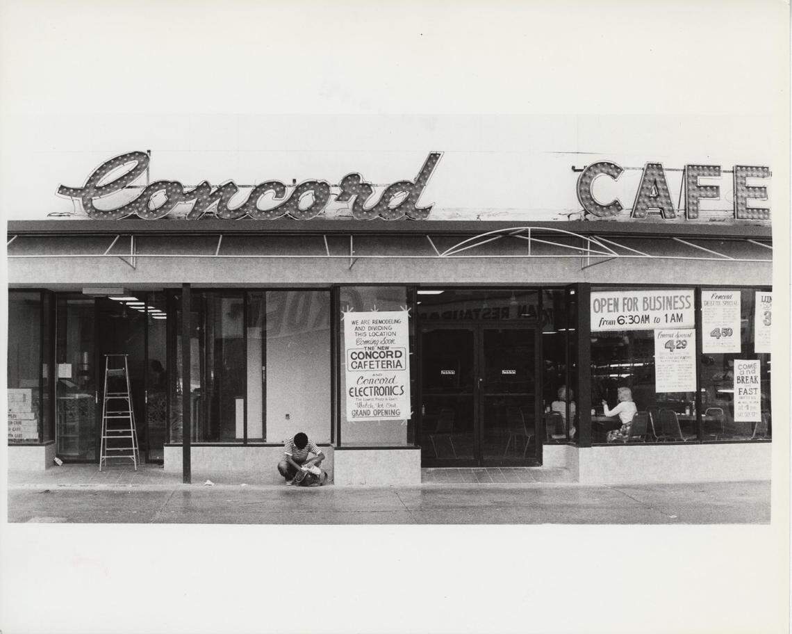In 1983, the exterior of the Concord Cafeteria in South Beach.