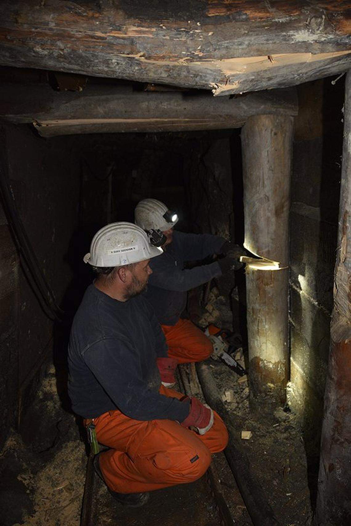 Archaeologists excavate a tunnel of the ancient salt mine.