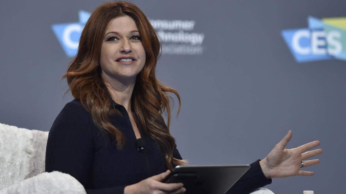 ESPN television host/moderator Rachel Nichols speaks during a press event at CES 2019 at the Aria Resort & Casino on January 9, 2019 in Las Vegas, Nevada. CES, the world’s largest annual consumer technology trade show, runs through January 11 and features about 4,500 exhibitors showing off their latest products and services to more than 180,000 attendees. Nichols is one of a select group of reporters in the NBA bubble at the Wide World of Sports complex in Lake Buena Vista.
