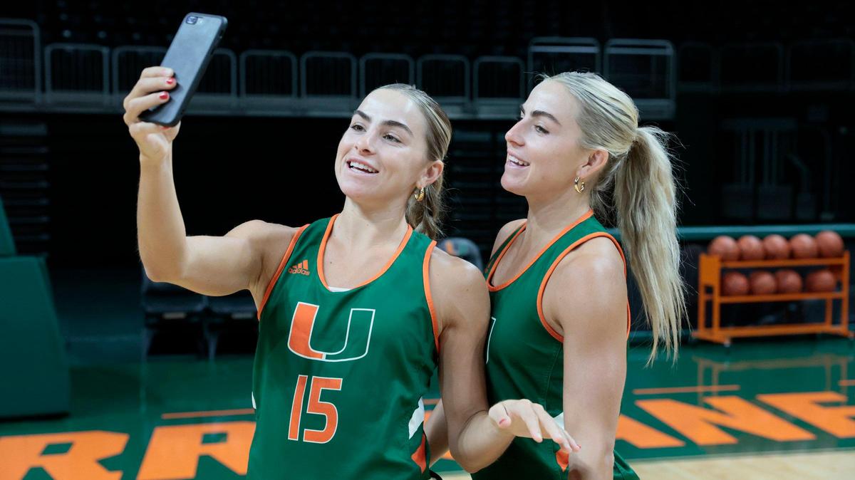 Miami Hurricanes women’s basketball players Haley Cavinder (14), Hanna Cavinder (15) have more than $1 million in endorsements and have been at the forefront of college sports Name, Image, Likeness movement. They announced they will forego final year of eligibility to pursue other career options.