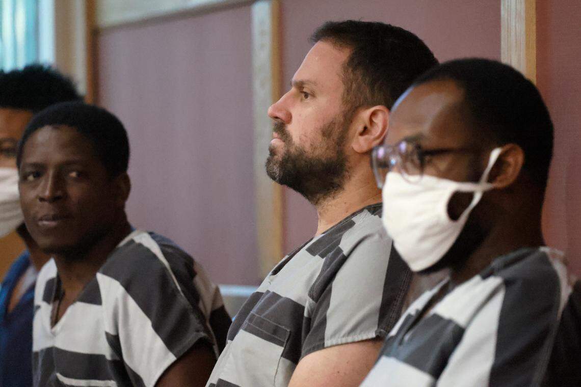 Nathan Gingles appears before Broward County Judge Marina Garcia-Wood on Friday, March 7, 2025. He is accused of killing his wife, father-in-law, and a neighbor in Tamarac. (Mike Stocker/South Florida Sun Sentinel)