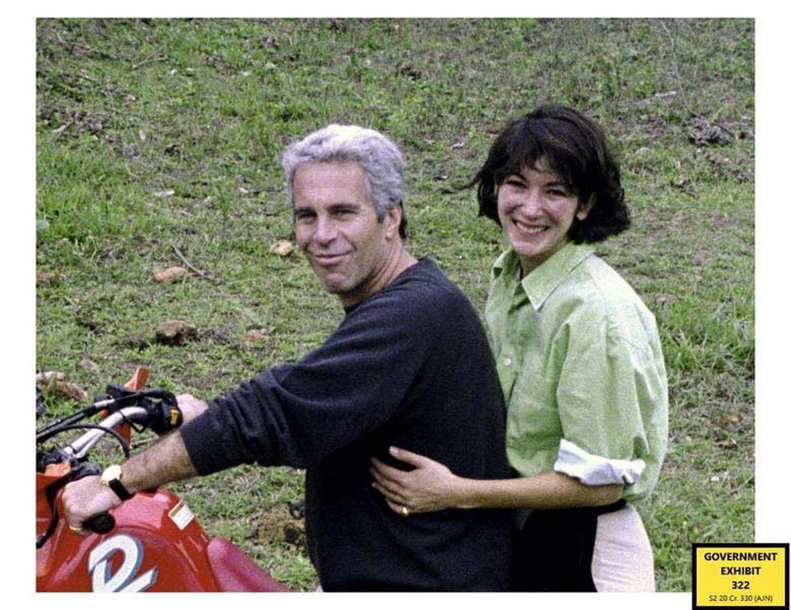 Jeffrey Epstein and Ghislaine Maxwell in a photograph introduced as evidence at her sex-trafficking trial.