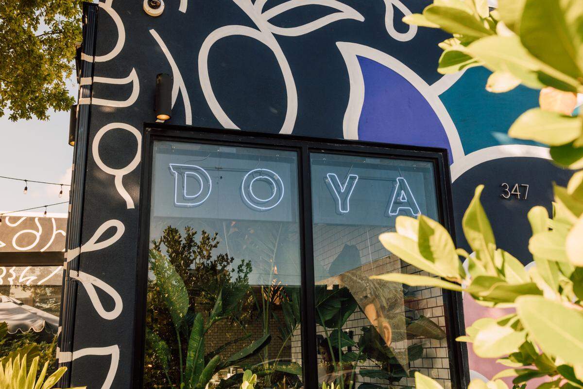 The exterior sign of Doya in Wynwood.