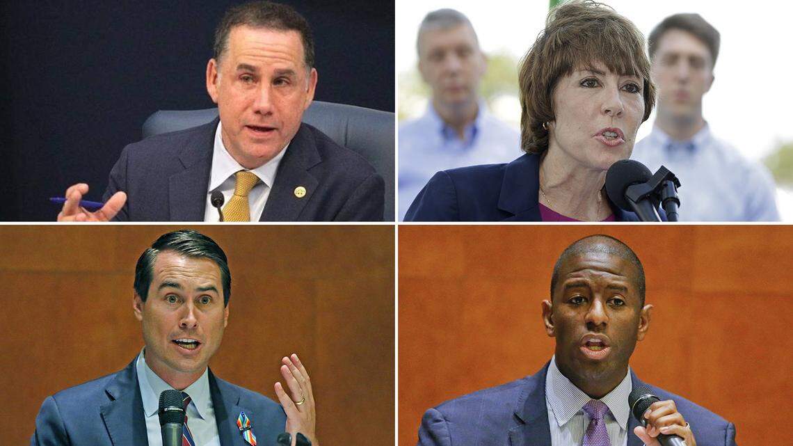 Democratic candidates for governor of Florida, clockwise from upper left: Philip Levine, Gwen Graham, Andrew Gillum, Chris King.  Not shown: Jeff Greene.