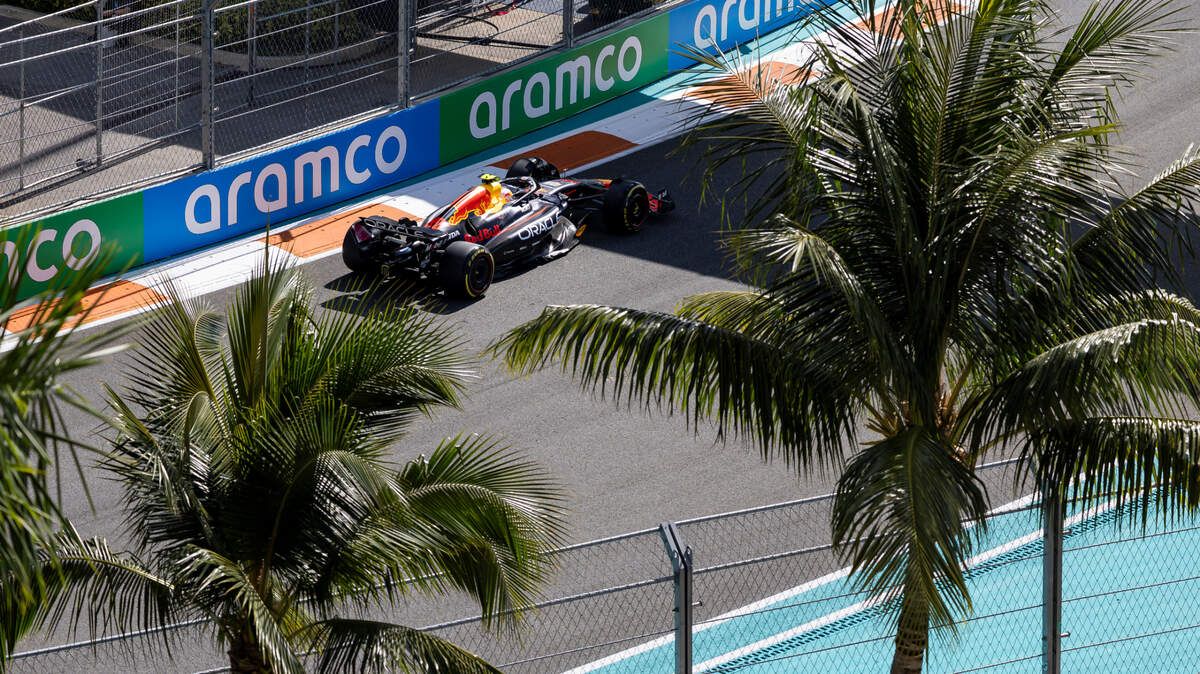 Red Bull Racing driver Yuki Tsunoda of Japan takes a turn during the Sprint Qualifying session on the first day of the Formula One Miami Grand Prix at the Miami International Autodrome on Friday, May 2, 2025, in Miami Gardens, Fla.