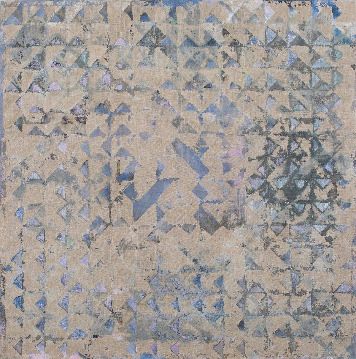 Lynne Gelfman’s “thru 8.3,” 2017. Acrylic on canvas. From a retrospective of her work at the Pérez Art Museum Miami through April 21, 2019.