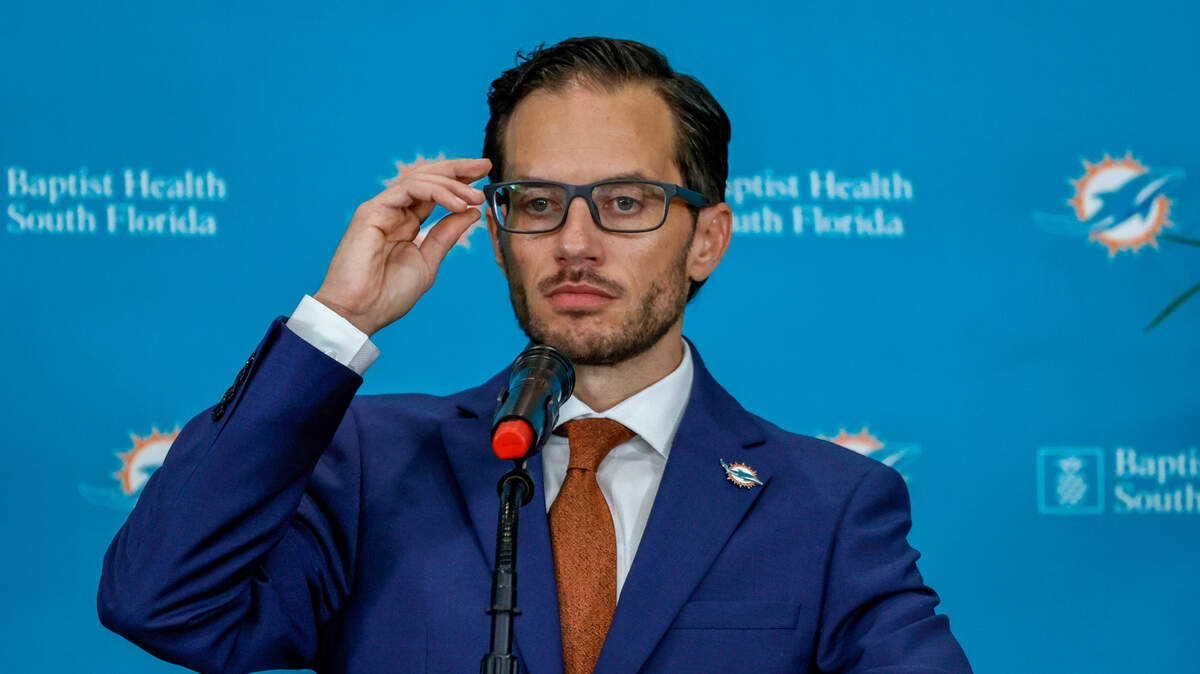 New Miami Dolphins head coach Mike McDaniel speaks at his introductory press conference at Baptist Health Training Complex in Hard Rock Stadium on Thursday, February 10, 2022 in Miami Gardens, Florida.