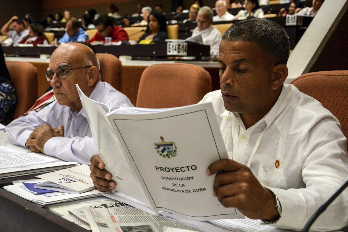 A member of the National Assembly studies the proposed update to the constitution.. The National Assembly approved a draft in July and in December ratified the final version that was sent to voters..