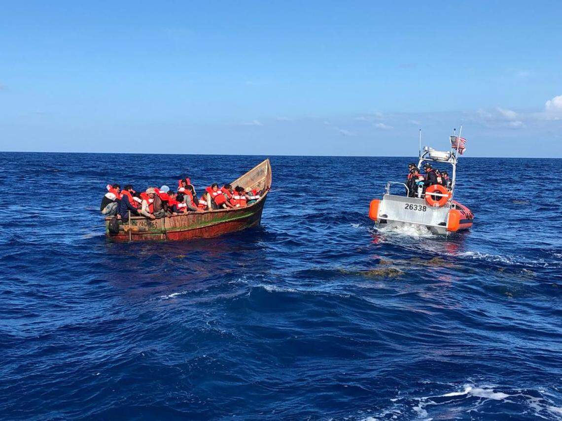 A civilian notified Sector Key West watchstanders of this migrant vessel about 40 miles southwest of Key West, Florida, July 8, 2022. They were repatriated to Cuba on July 10.