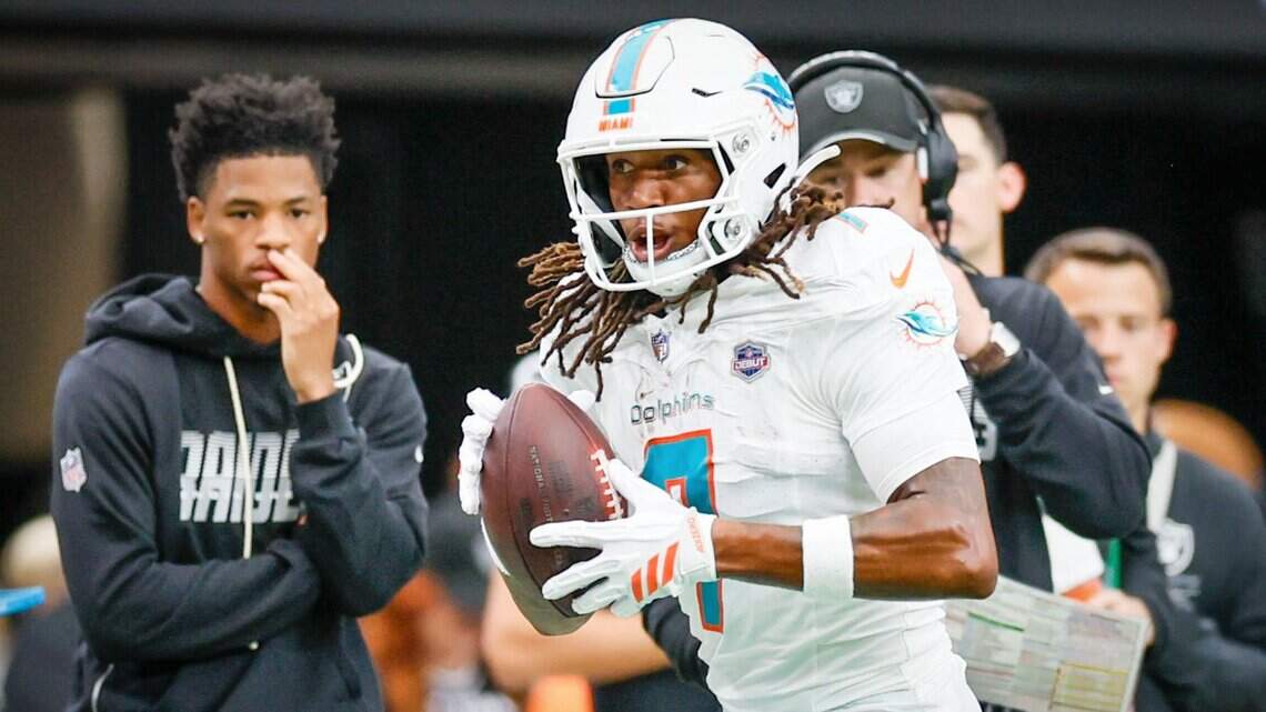 Dolphins rookie receiver Caleb Douglas leaves 49ers loss in a walking boot