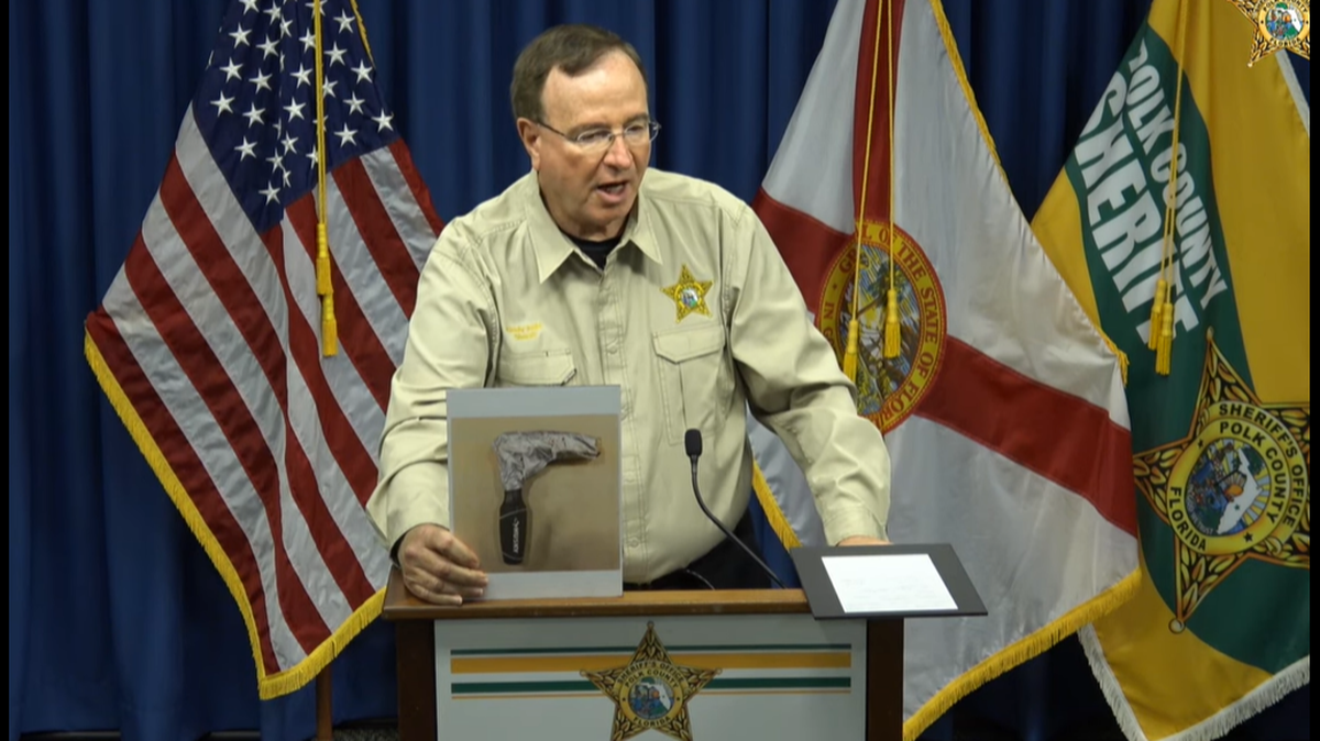 A man used a screwdriver taped to a piece of wood to mimic a gun and attempt to rob a man of money and drugs before he was shot, Sheriff Grady Judd said in a news conference.