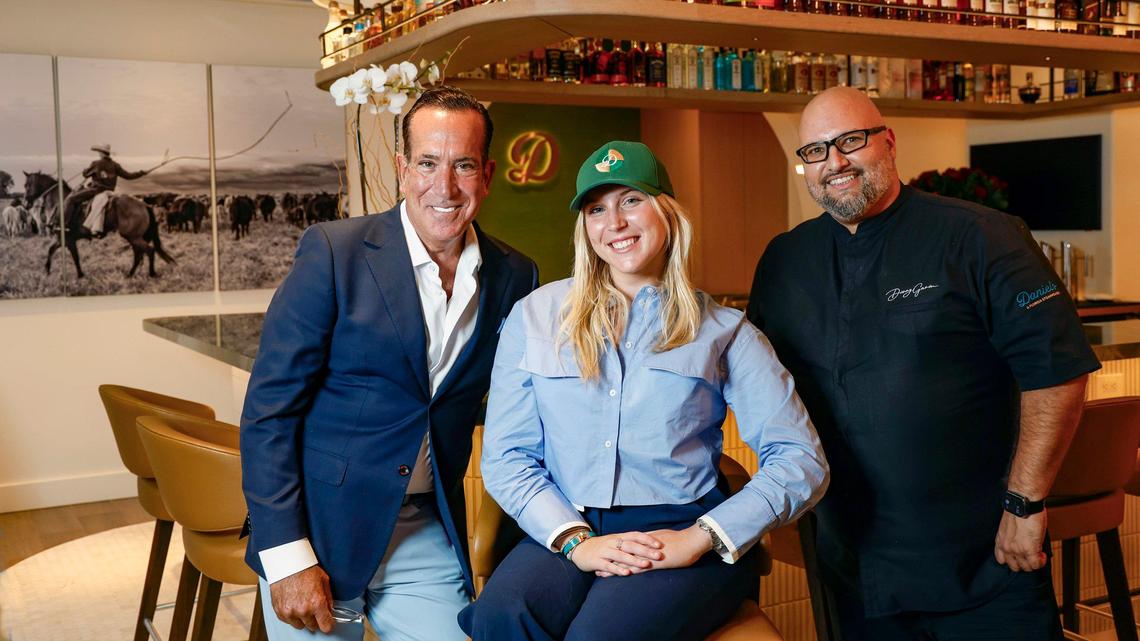 Owner Thomas Angelo, his daughter and partner Kassidy Angelo and Chef Daniel Ganem at Daniel’s, a new steakhouse in Fort Lauderdale. Angelo is also the owner of Fiola in Coral Gables, where Ganem is executive chef.