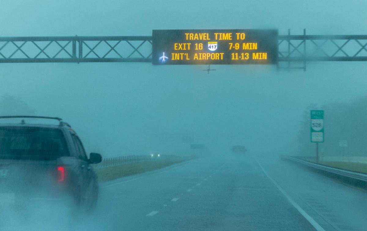 Weather conditions worsens on the SR 528, Beachline Expressway, West bound heading into Orlando, as hurricane Milton approaches the West coast of Florida and then makes its way to the East coast, on, Wednesday October 09, 2024.