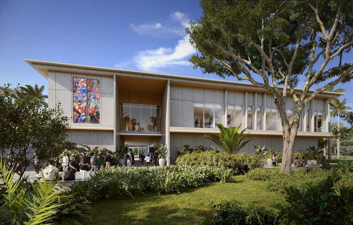 Campus entry to the Benjamín León Jr. Building at FIU.