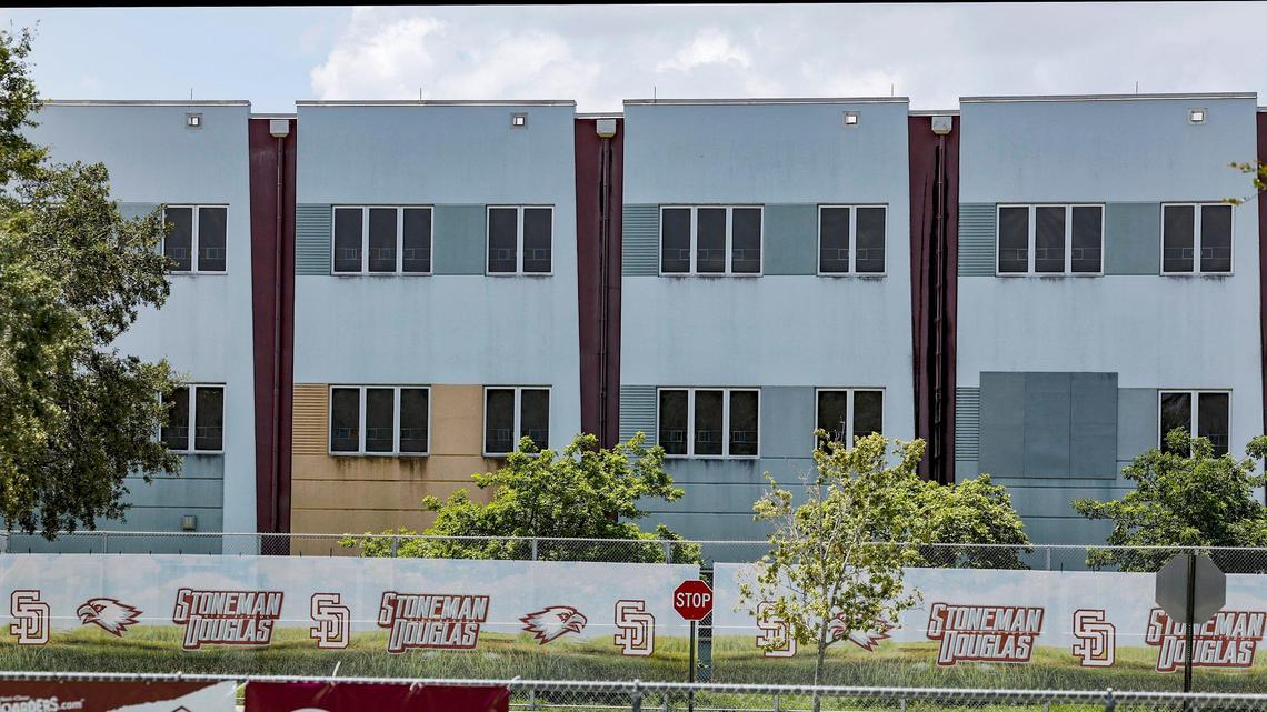 Family members and survivors visited the crime scene of the 2018 Parkland shooting in the Marjory Stoneman Douglas High School 1200 building on Thursday, July 6, 2023. The school district plans to demolish the building in the summer of 2024.