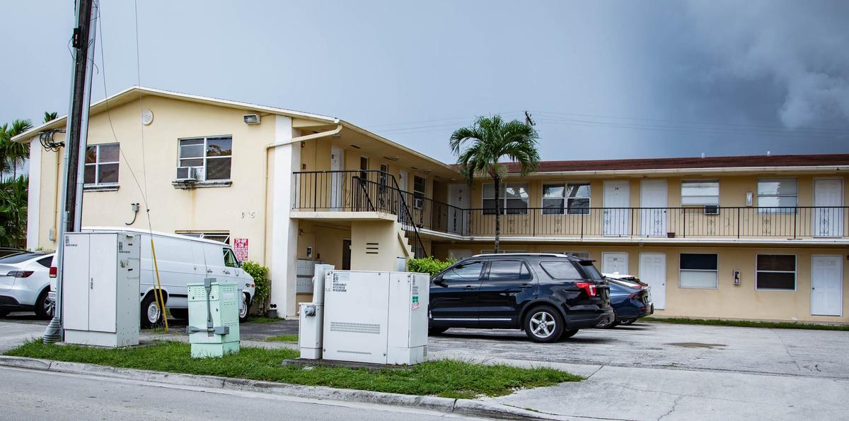 The apartment complex where Clifford Renard Murray III, 28, and Rosemary Gutierrez, 27, lived, photographed on Wednesday, Aug. 28, 2024, in Hialeah, Fla. Murray and Gutierrez were found dead in the apartment on Tuesday night in an apparent murder-suicide, Hialeah police say.
