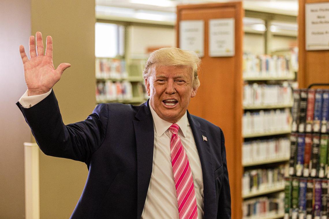 President Donald J. Trump cast an early ballot for the 2020 presidential election at the main branch of the Palm Beach County library on Summit Blvd. in West Palm Beach, Saturday October 22, 2020. When asked who he voted for, the President replied, Some guy named Trump.