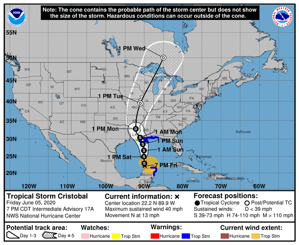 Cristobal has strengthened into a tropical storm again as it emerges into the Gulf of Mexico and moves north toward the U.S. Gulf Coast this weekend. A tropical storm watch was issued Friday from Texas to Florida, including in New Orleans.