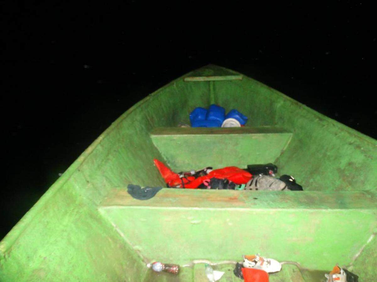 The Coast Guard Cutter Reliance repatriated 29 Haitians to Cap-Haitien, Haiti Jan. 11, 2022, following the interdiction of a makeshift boat on Jan. 4, that was found in Mona Passage waters near Puerto Rico. This is a look inside the boat.