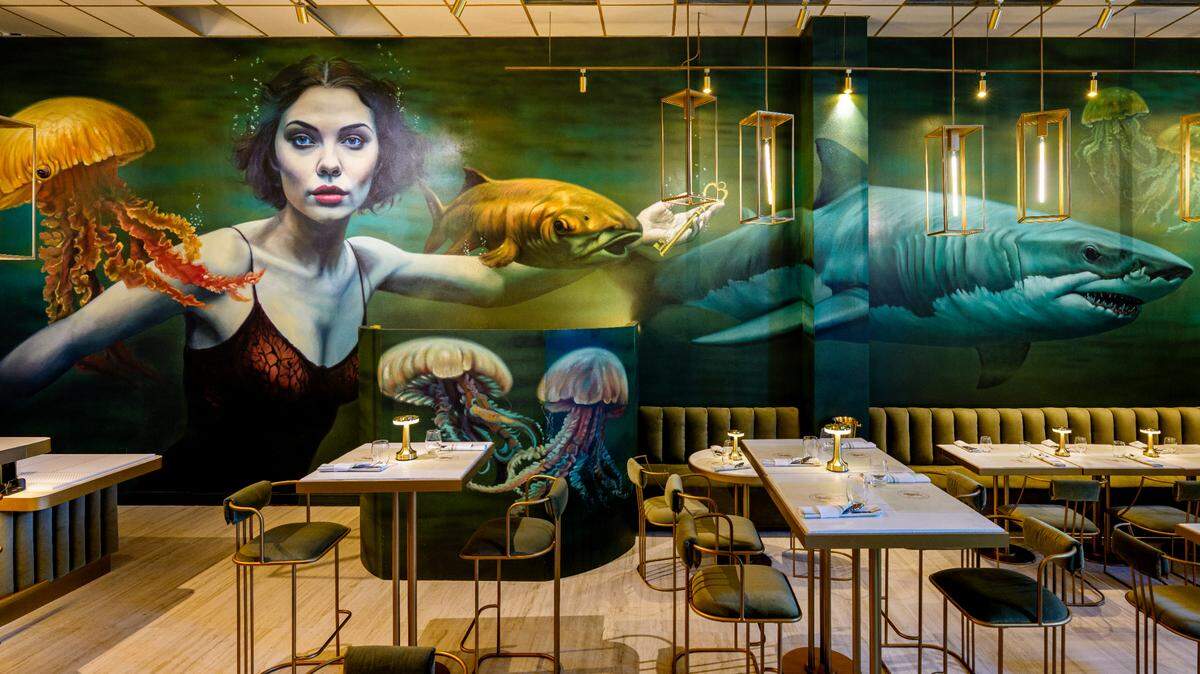 The mural by Argentine artist Martin Ron dominated the landscape inside Presidente Bar Miami, now open in Wynwood.