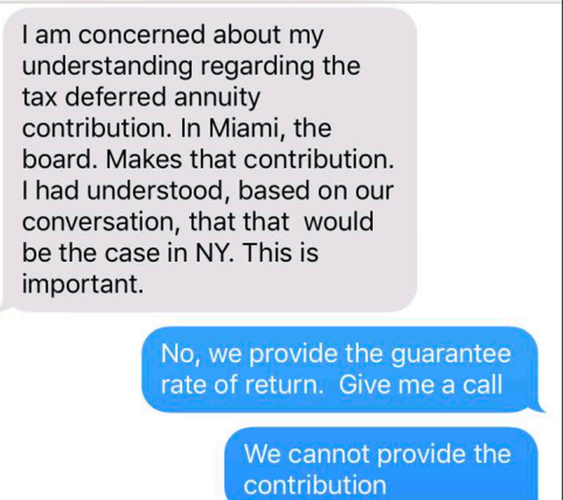 A text message from Feb. 28, 2018, between Miami-Dade Schools Superintendent Alberto Carvalho (speaking on the left side of the exchange) and Dean Fuleihan, a deputy mayor of New York City, about Carvalho’s pending appointment as head of the city’s school system. The messages were released on Friday, Aug. 10, 2018, as part of New York’s response to a public records request by the Miami Herald and other media outlets.