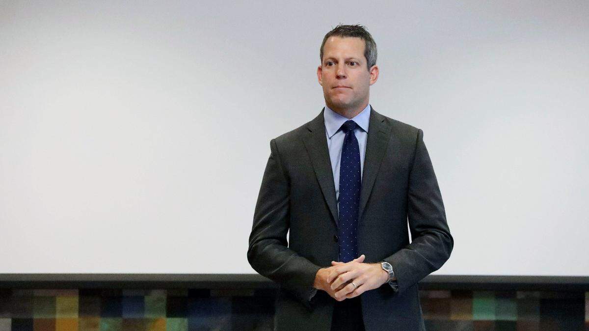 State Attorney Andrew Warren attends a press conference hours after Governor Ron DeSantis suspended him Thursday, Aug. 4, 2022, in Tampa, Fla.