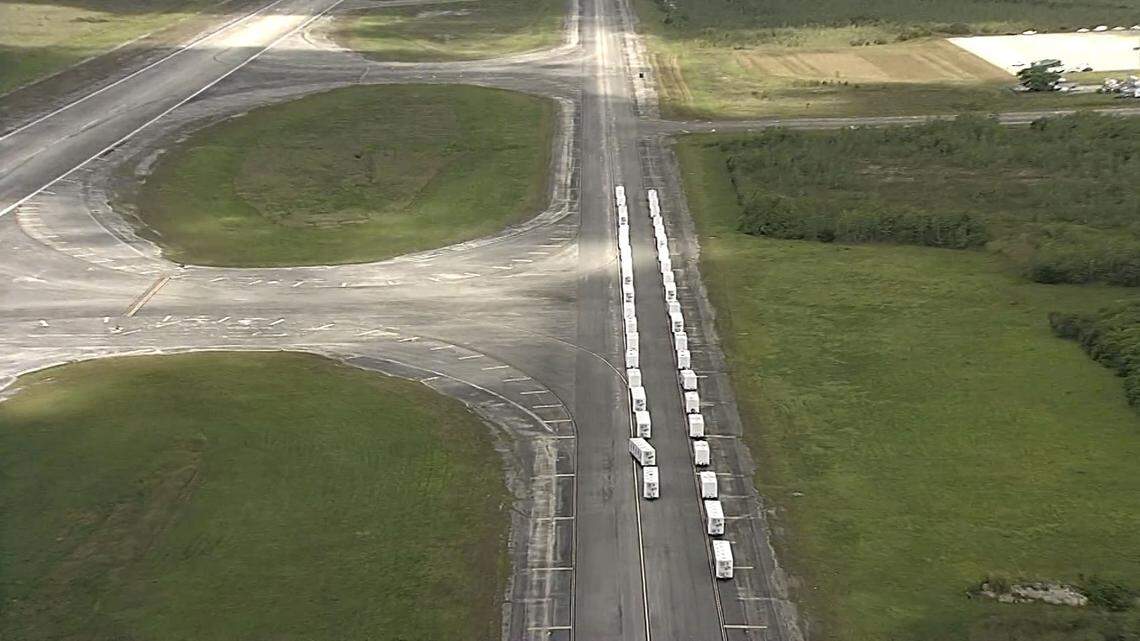 Frame grab from video of the construction of “Alligator Alcatraz” at Dade-Collier Training and Transition Airport off Tamiami Trail on June 22, 2025.