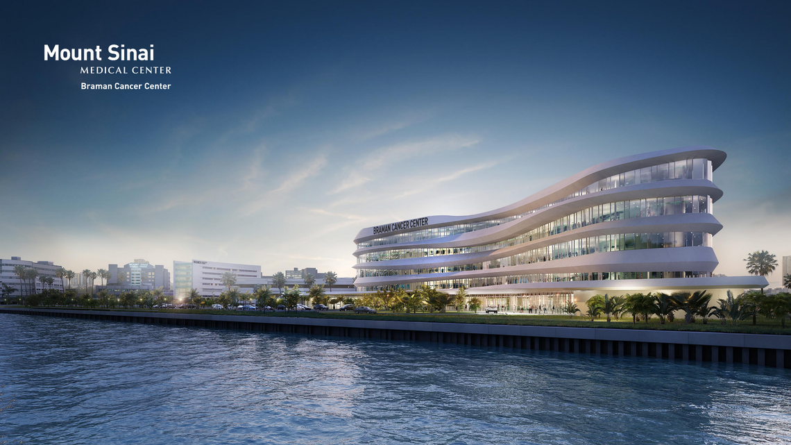 A rendering of the planned Braman Cancer Center at Mount Sinai Medical Center in Miami Beach.