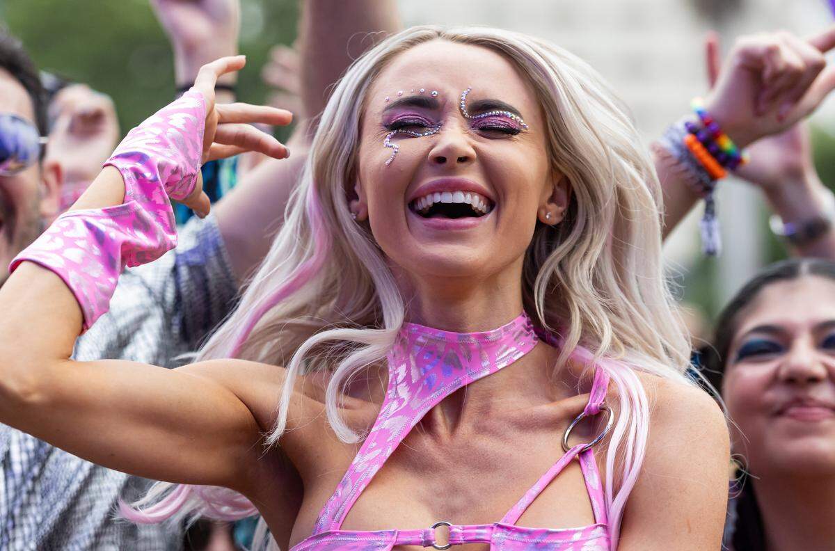 Carissa Lords dances as Armin van Buuren performs during Ultra Music Festival’s 25th anniversary at Bayfront Park on Saturday, March 29, 2025, in downtown Miami, Fla.