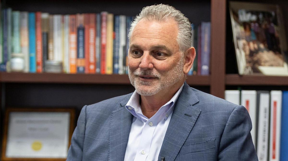 Broward County Schools Superintendent Peter Licata is interviewed inside his office at the Kathleen C. Wright Administration Building on Wednesday, Jan. 31, 2024, in Fort Lauderdale, Fla. Licata spoke on the record about his school district potentially repurposing schools with low student enrollment.