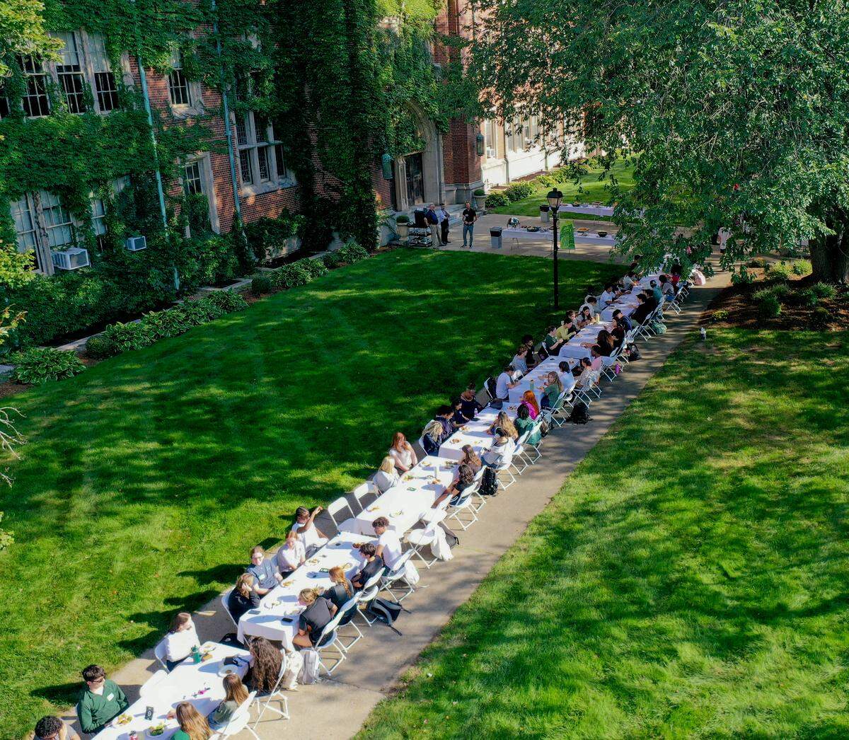 A Longest Table event in Chicopee, Mass. The community event started in New York’s Chelsea neighborhood.