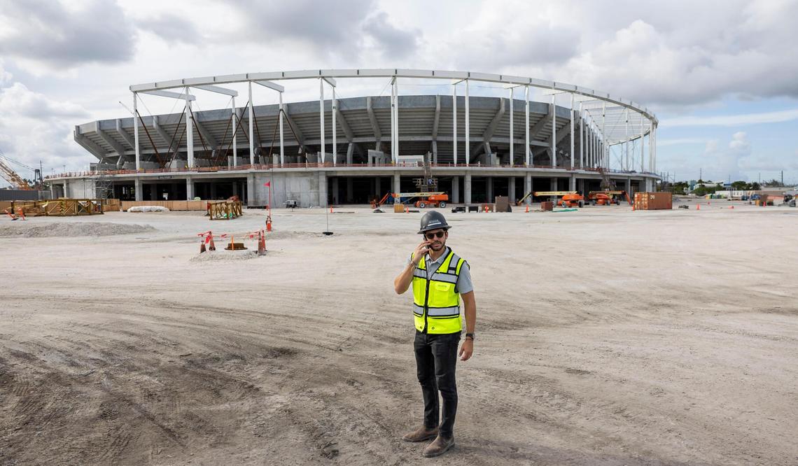 Javier Alvarez, associate vice president of Miami Freedom Park, looks on as construction progresses at the site on Tuesday, June 24, 2025, in Miami, Fla.
