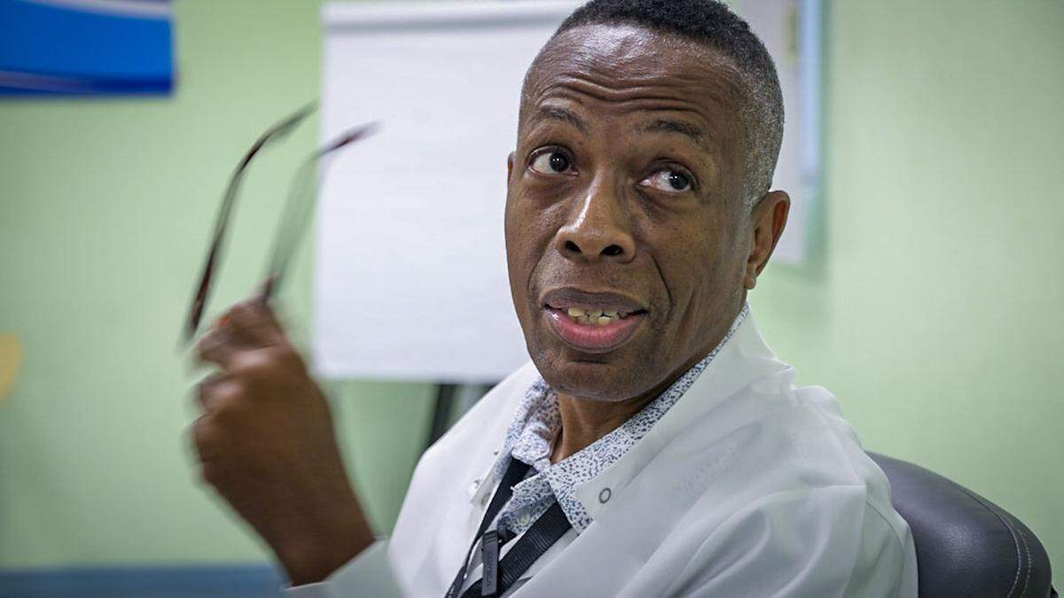 Port-au-Prince, Haiti, August 23, 2024 - FRAME GRAB FROM VIDEO - Dr. Patrice Joseph, is in charge of the HIV, Tuberculosis and Infectious Diseases at GHESKIO in Port-au-Prince, Haiti. Joseph also heads the U.S. funded-PEPFAR program for the pioneering medical center in HIV/AIDS care.