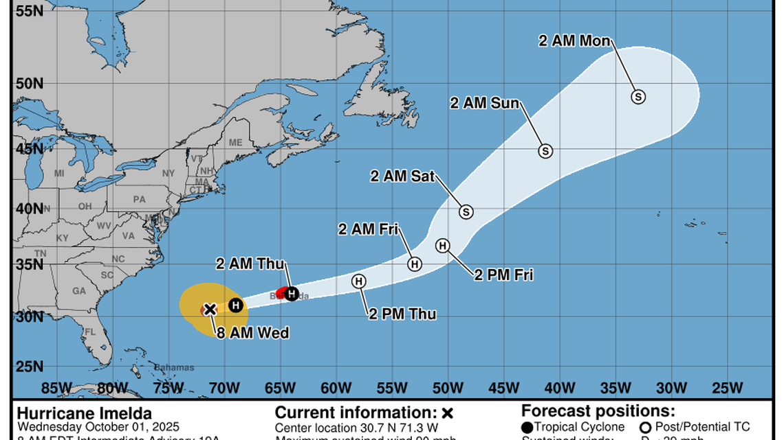 Hurricane Imelda approaches Bermuda, expected to hit as Cat 2