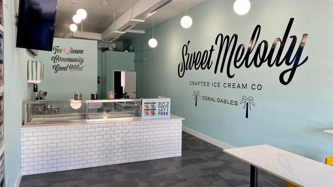 The interior of the new Sweet Melody Ice Cream in Coral Gables