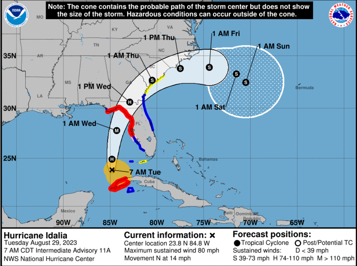 Hurricane Idalia is forecast to strengthen into a major Category 3 storm ahead of its Florida landfall.