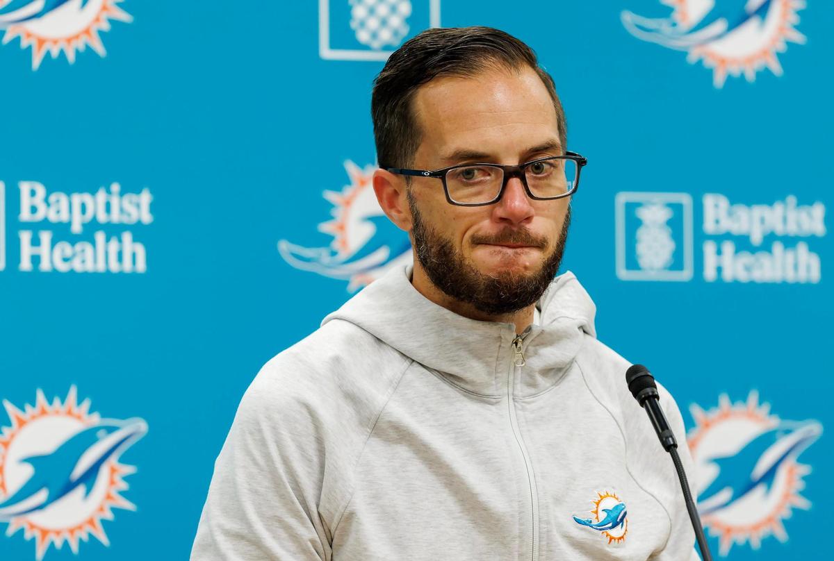 Miami Dolphins head coach Mike McDaniel speaks to the media before practice at Baptist Health Training Complex in Hard Rock Stadium on Wednesday, December 28, 2022 in Miami Gardens, Florida.