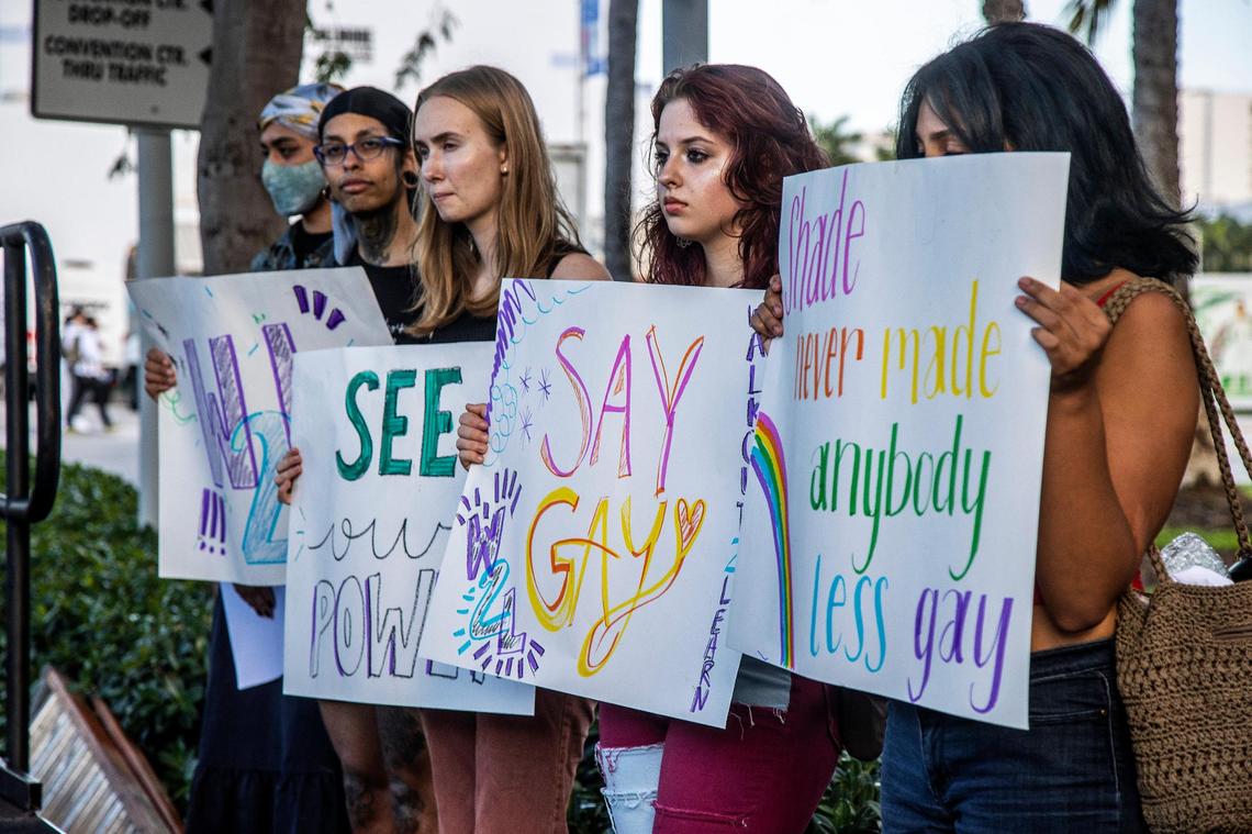 A group of students attended a rally in support of the Walking Out to Learn! Protest, in Miami Beach to protest again the many educational policies implemented by the State of Florida and to send a message Florida Governor Ron DeSantis, to their representatives—from school board to Senate, On Friday April 21, 2023.