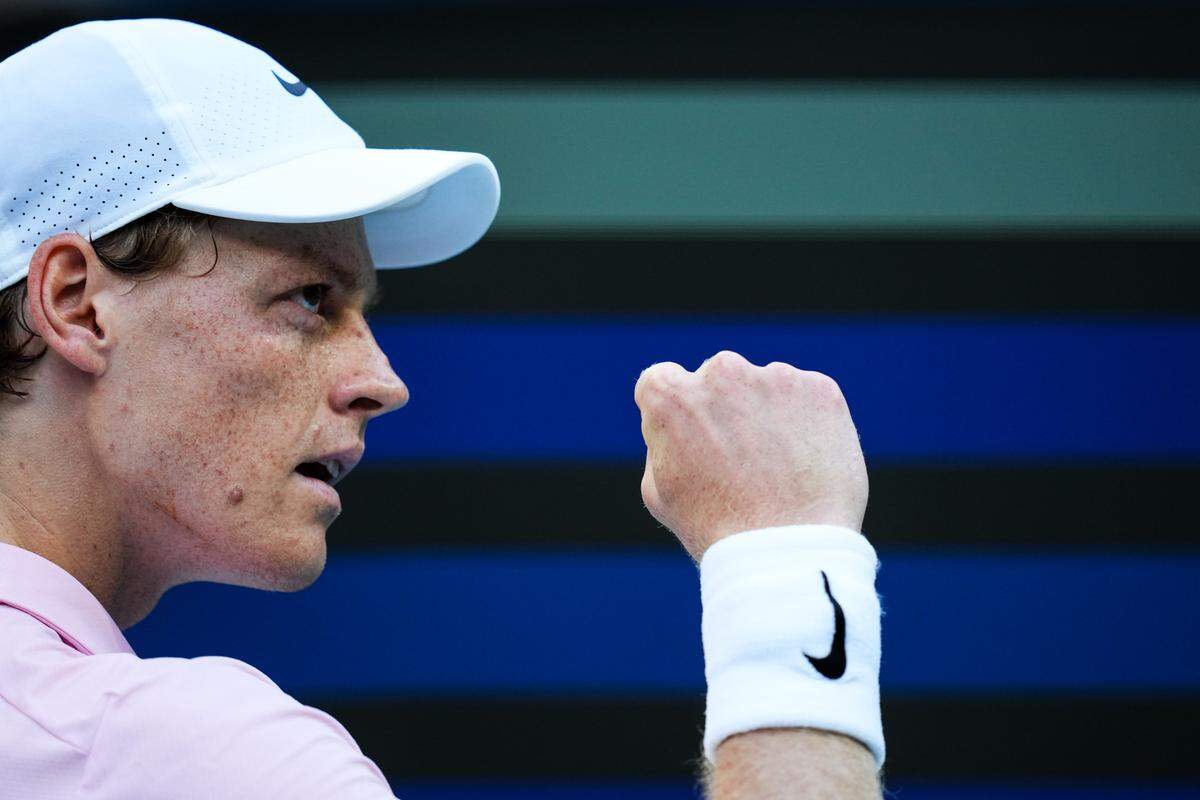 MIAMI GARDENS, FLORIDA - MARCH 24: Jannik Sinner of Italy reacts against Alex Michelsen of the United States during day 8 of the Miami open at Hard Rock Stadium on March 24, 2026 in Miami Gardens, Florida. (Photo by Rich Storry/Getty Images)