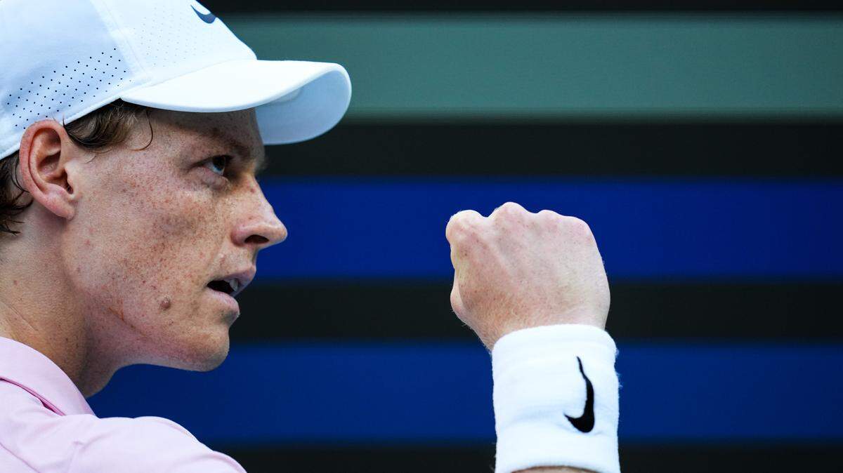 MIAMI GARDENS, FLORIDA - MARCH 24: Jannik Sinner of Italy reacts against Alex Michelsen of the United States during day 8 of the Miami open at Hard Rock Stadium on March 24, 2026 in Miami Gardens, Florida. (Photo by Rich Storry/Getty Images)