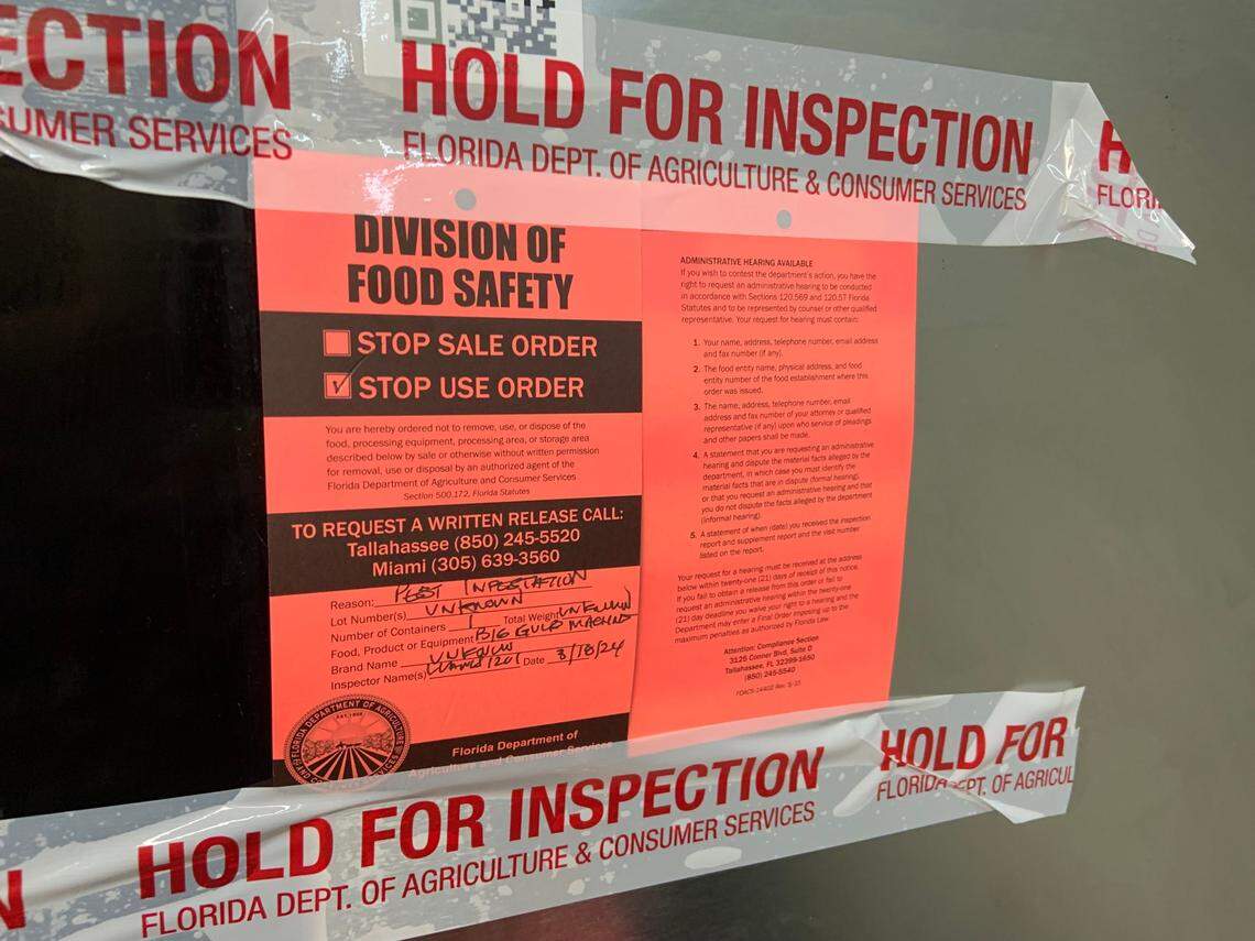 The Stop-Use Order on the side of the Big Gulp machine.