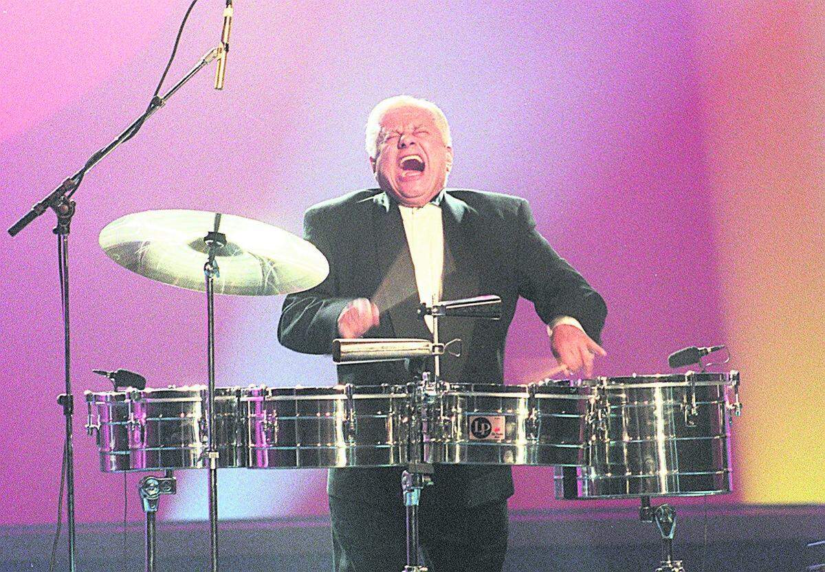 Tito Puente in full power at the Gala de La Hispanidad celebrated at the Jackie Gleason Theater in Miami Beach in 1996.