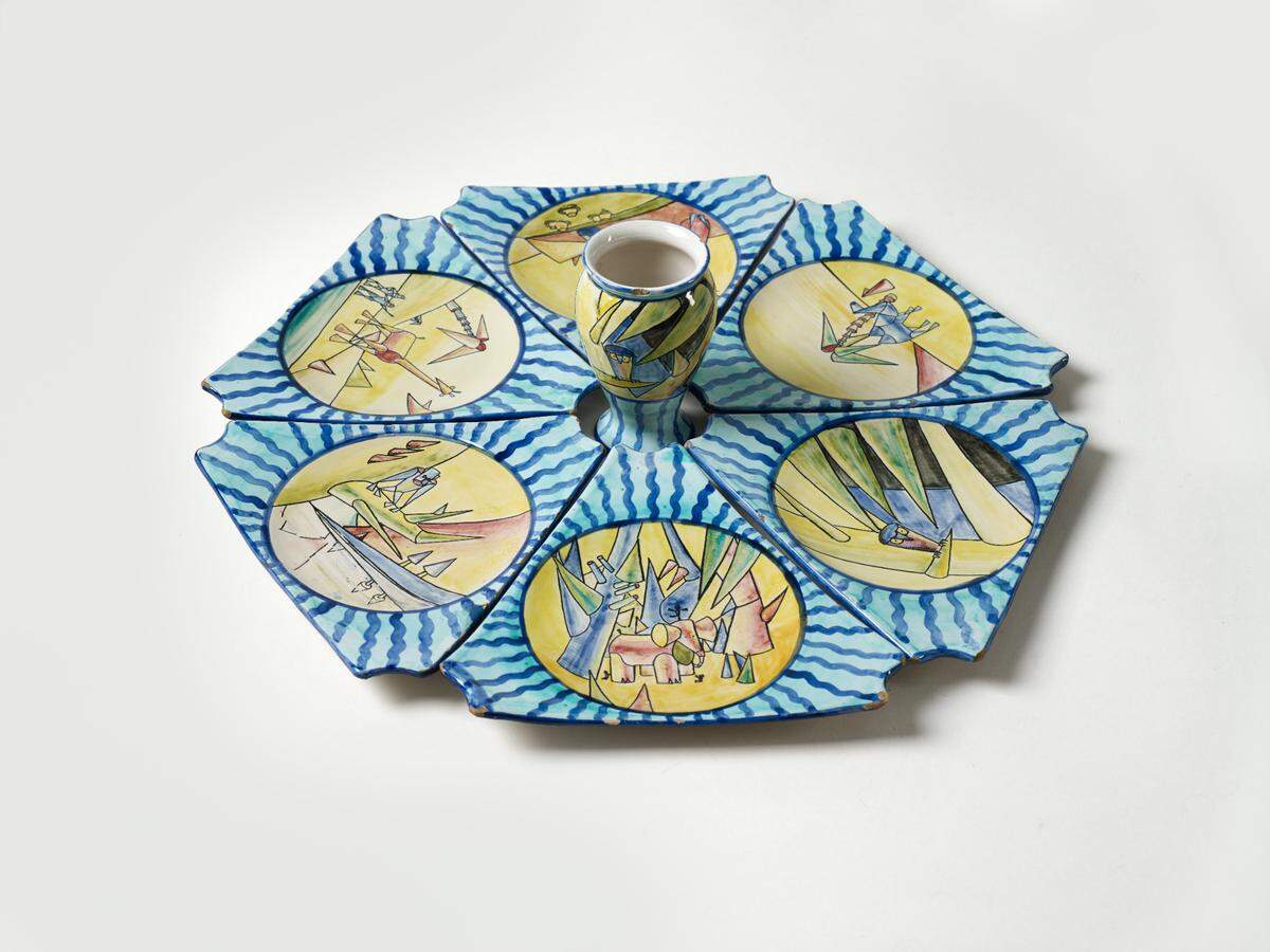 A 1929 antipasto service designed by Bruno Munari for Casa Guiseppe Mazzotti in Italy is part of the exibition, “The Big World” at the Wolfsonian - FIU.