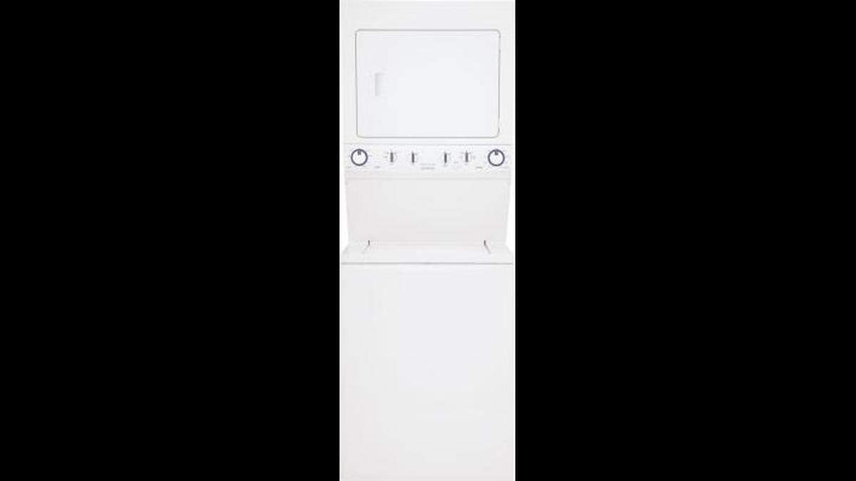 Frigidaire’s Gas Laundry Center washer and dryer combination in white.